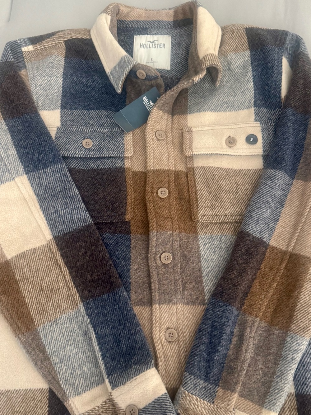 Hollister Men’s Blue & Brown Plaid Flannel Shirt